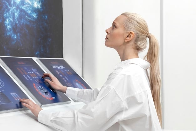 A doctor examining a digital X-ray image on a large screen, with AI algorithms highlighting potential areas of concern, illustrating the application of AI in medical imaging and diagnostics.