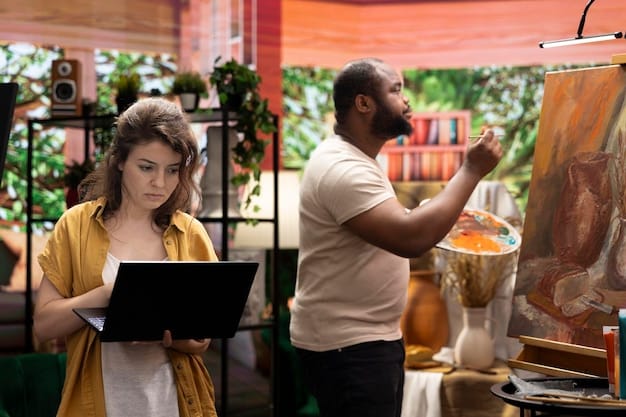 A diverse group of customers interacting with a brand representative at a pop-up store. The scene is vibrant and engaging, with customers actively participating in product demos and brand experiences.