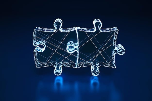 A visual metaphor showing two puzzle pieces fitting together perfectly, symbolizing the seamless integration and synergy between two companies after a successful merger or acquisition.