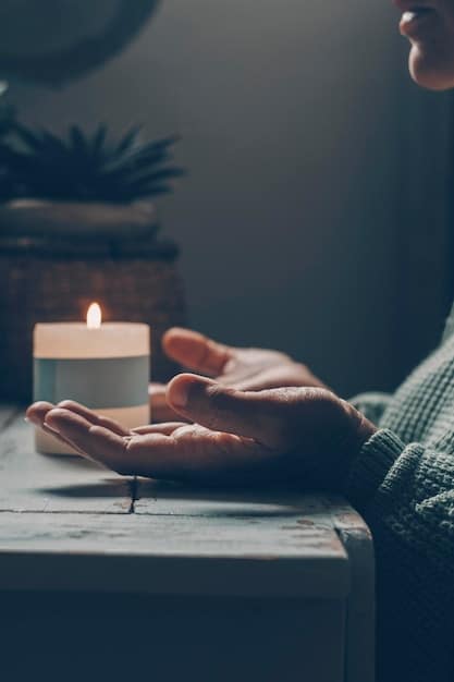 A close-up, comforting image of hands gently folded in the lap during meditation, conveying a sense of calm and inner peace. Soft, diffused lighting enhances the feeling of tranquility and focus.