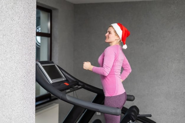 A person exercising indoors on a treadmill during winter, showcasing the benefits of regular physical activity for boosting immunity.