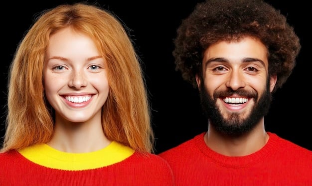 A split-screen image. On one side, a person smiling and posing perfectly for a photo, heavily filtered. On the other side, a person looking stressed and tired, representing the difference between online facade and reality.